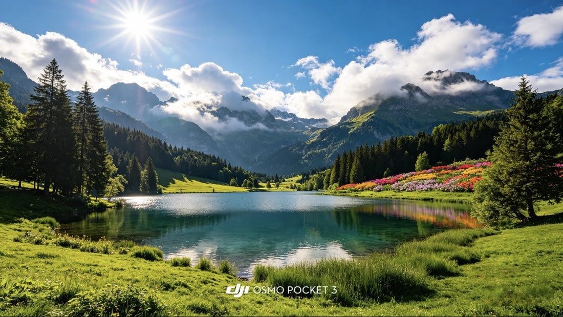 DJI Pocket 4 LUT sample gallery with cinematic lake landscape frame
