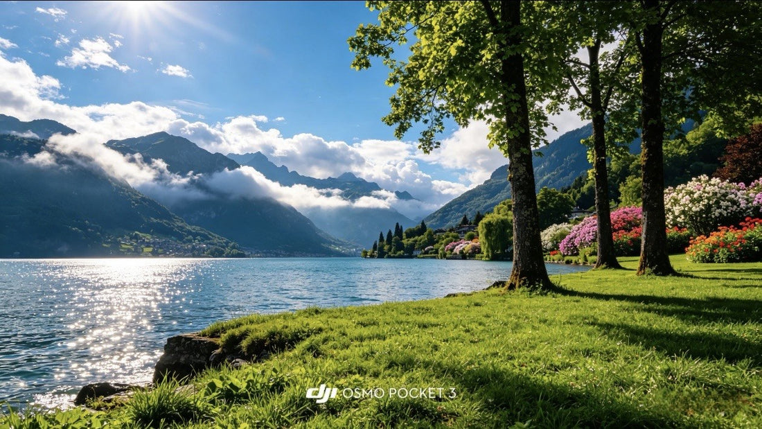 DJI Pocket 4 LUT buying guide sample with mountain lake and blue sky