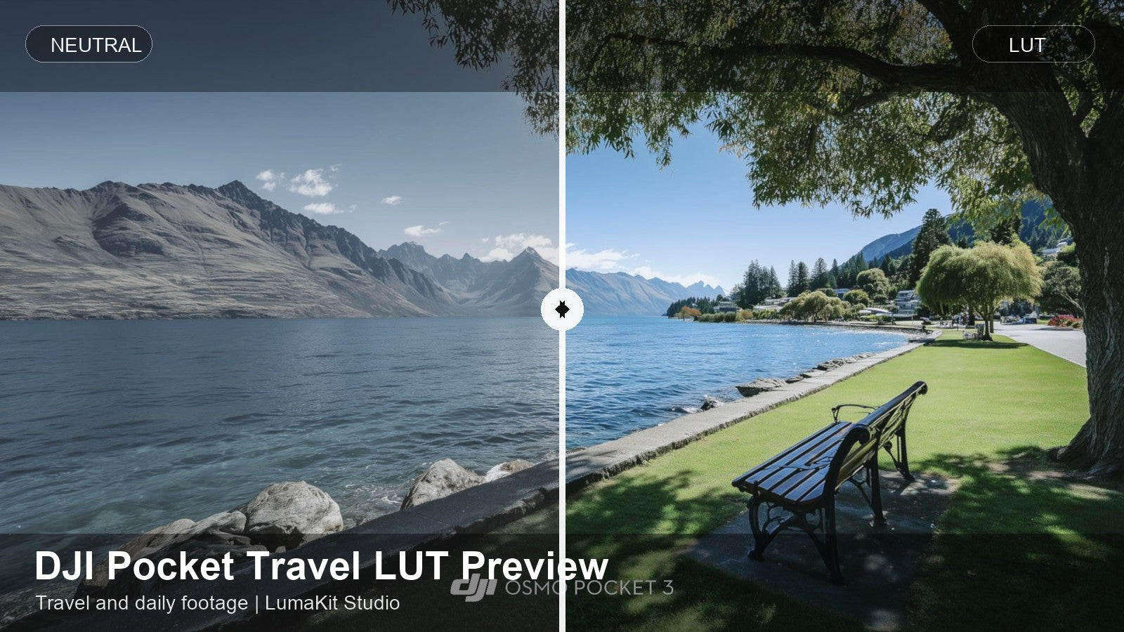 DJI Pocket 4 Starter LUT before and after travel color grade