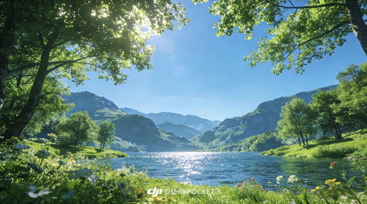 DJI Pocket 4 LUT alpine lake travel footage sample with green summer tones