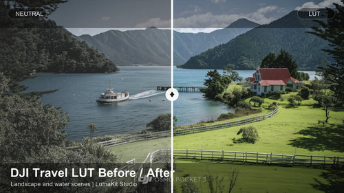 DJI Pocket 4 Starter LUT before and after landscape color grade